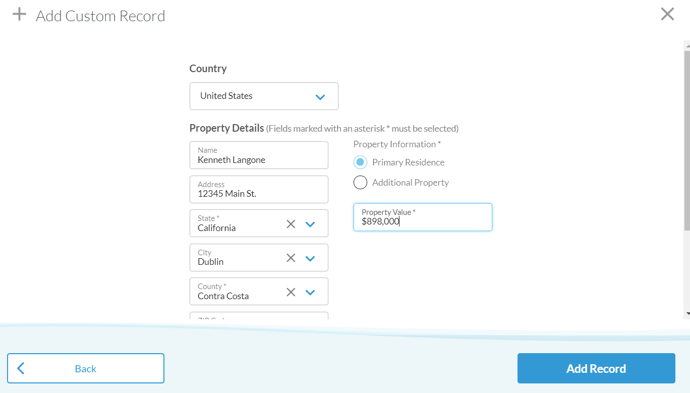 Custom Real Estate Records