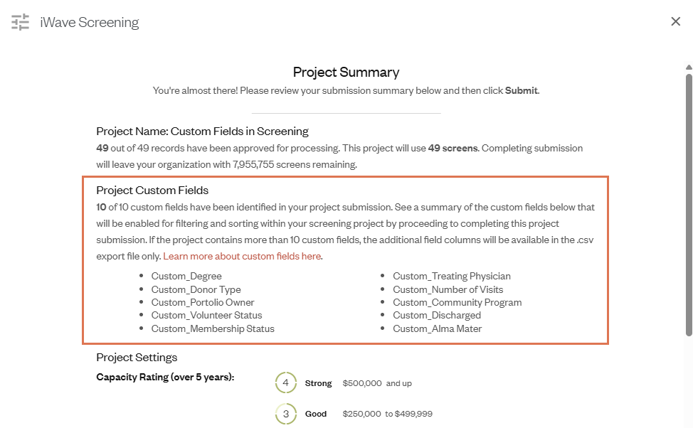 Custom Fields in Screening