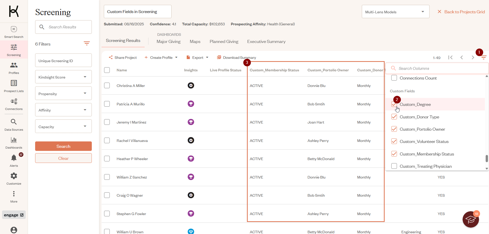 Custom Fields in Screening